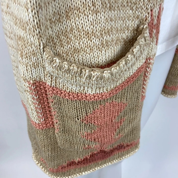 Lauren Ralph Lauren Southwest Pattern Cotton Blend Open Front Cardigan Size M - Picture 4 of 7